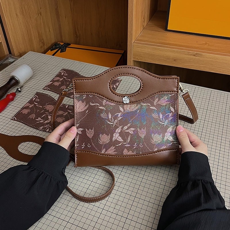 Retro DIY ženska torba – srednja veličina, PU koža, preko ramena i crossbody, ručno izrađeni komplet