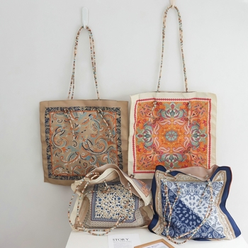 Dvostrano otisnuta crossbody bucket torba, velika zapremina za putovanja