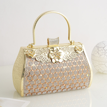 Torba Gilt Diamond s dijamantima, večernja torba s dijamantima, luksuzna torbica inspirirana cheongsam stilom, idealna uz nevjenu haljinu s zmajem i feniksom