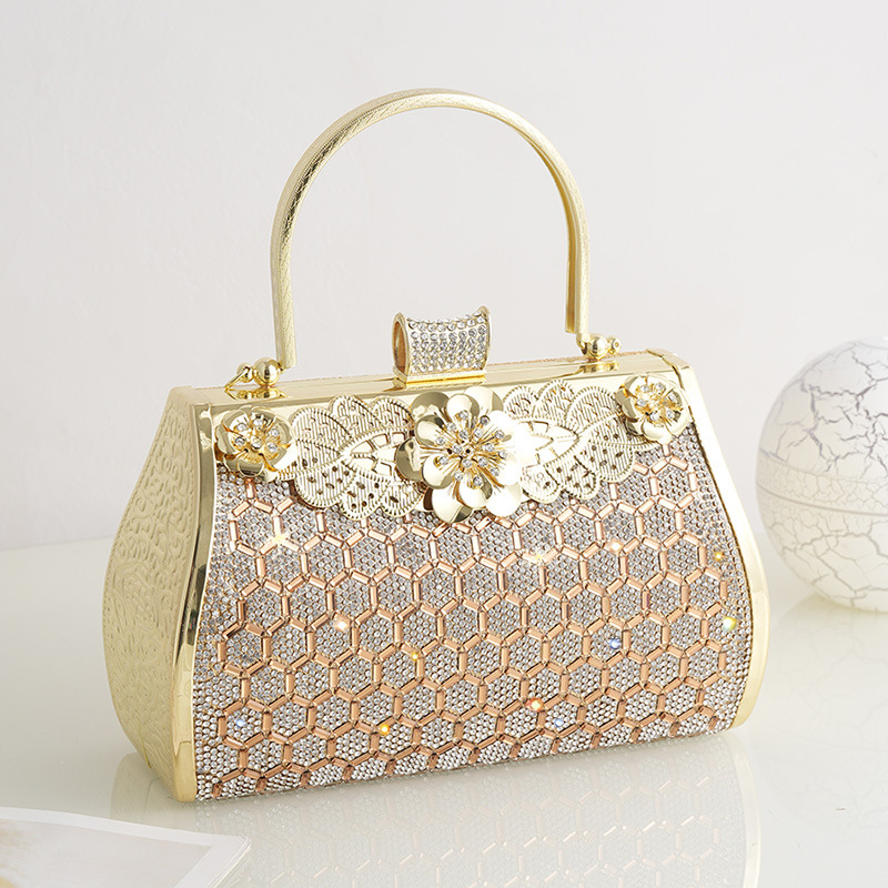 Torba Gilt Diamond s dijamantima, večernja torba s dijamantima, luksuzna torbica inspirirana cheongsam stilom, idealna uz nevjenu haljinu s zmajem i feniksom