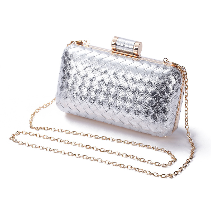Ženska ručno izrađena kožna tkana torba s kariranim uzorkom za večernje prigode — clutch, torba preko ramena i crossbody