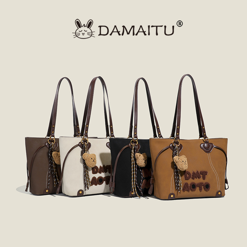 Ženska tote torba velike kapacitete s retro monogramom s literama, elegantna i svestrana za nošenje preko ramena ili crossbody