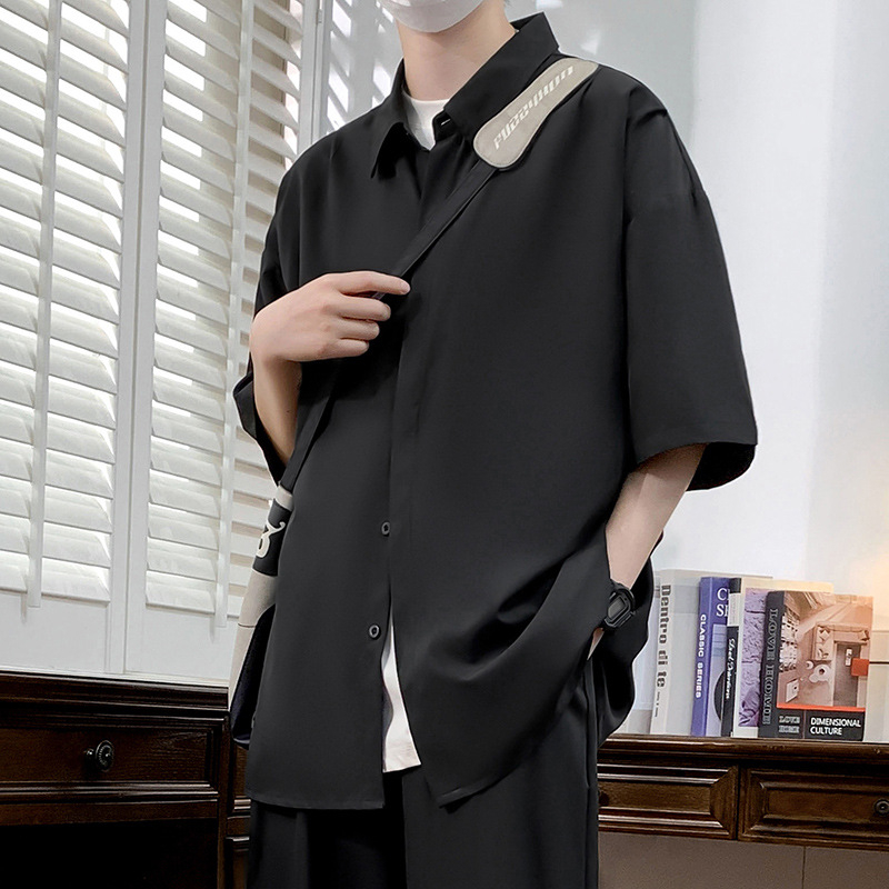 Muški ljetni set košulje i hlača od ice silk, opuštena silueta, casual stil
