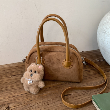 Korejskog stila, nišna retro velur bowling torbica za žene, jesen-zima, moderna i svestrana za nošenje na rame i crossbody