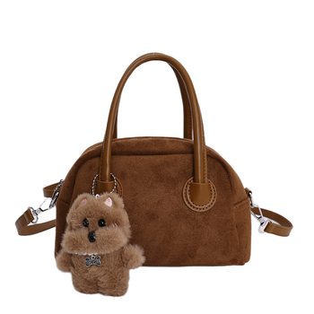 Korejskog stila, nišna retro velur bowling torbica za žene, jesen-zima, moderna i svestrana za nošenje na rame i crossbody