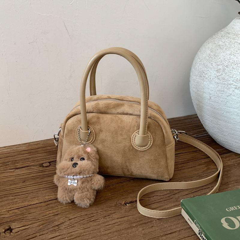 Korejskog stila, nišna retro velur bowling torbica za žene, jesen-zima, moderna i svestrana za nošenje na rame i crossbody
