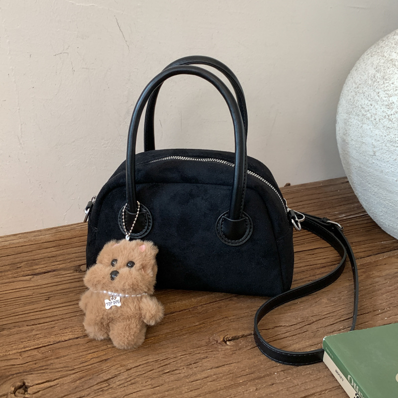 Korejskog stila, nišna retro velur bowling torbica za žene, jesen-zima, moderna i svestrana za nošenje na rame i crossbody