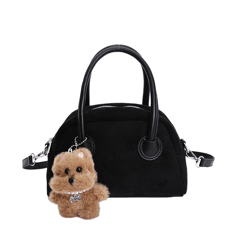 Korejskog stila, nišna retro velur bowling torbica za žene, jesen-zima, moderna i svestrana za nošenje na rame i crossbody