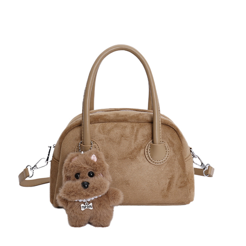 Korejskog stila, nišna retro velur bowling torbica za žene, jesen-zima, moderna i svestrana za nošenje na rame i crossbody