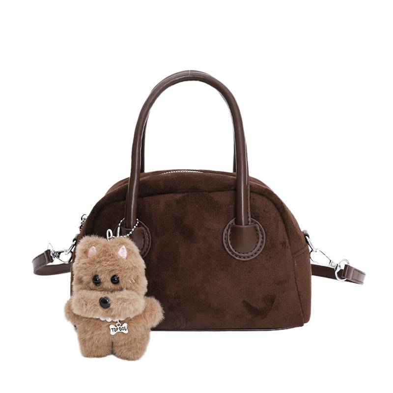 Korejskog stila, nišna retro velur bowling torbica za žene, jesen-zima, moderna i svestrana za nošenje na rame i crossbody