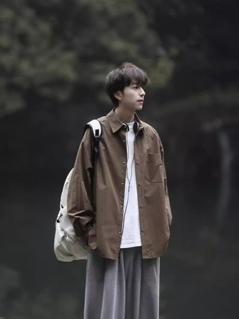 Férfiaknak szóló japán stílusú retro ing-zakó, laza szabás, egyszínű, hosszú ujjú