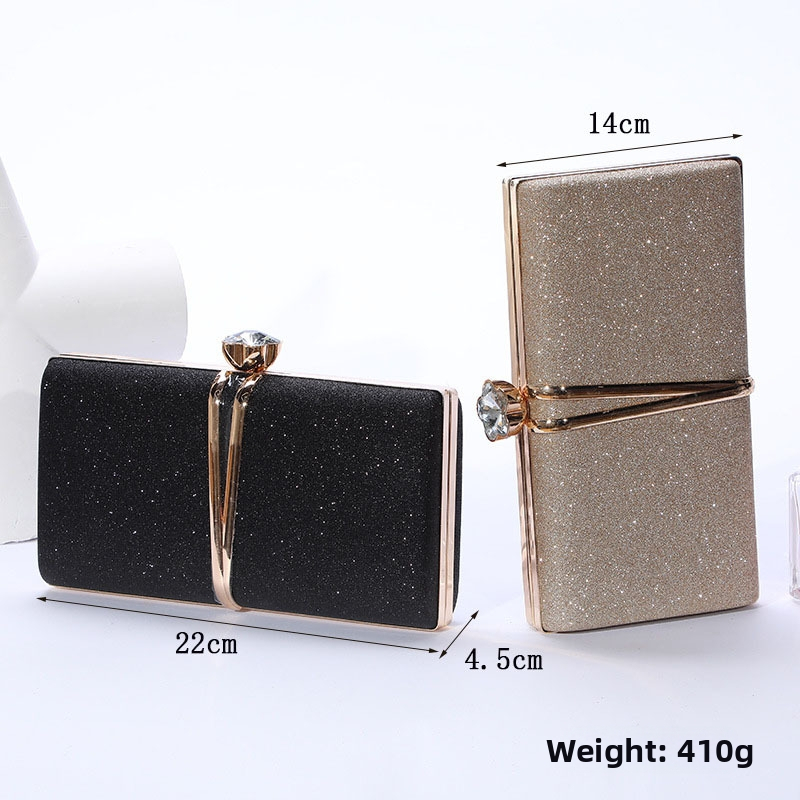 PU kožna clutch torbica s šljokicama, za elegantne večernje outfite, s naramenicom preko ramena