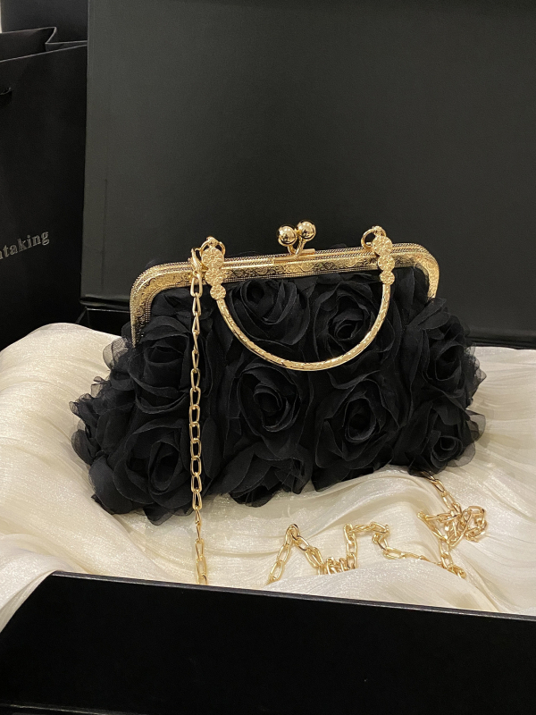 Večernja torbica s ružama, svadbena crossbody torba, mala kvadratna torba