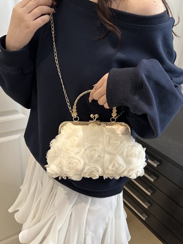 Večernja torbica s ružama, svadbena crossbody torba, mala kvadratna torba