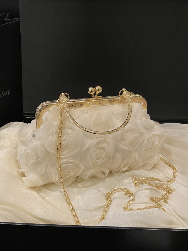Večernja torbica s ružama, svadbena crossbody torba, mala kvadratna torba