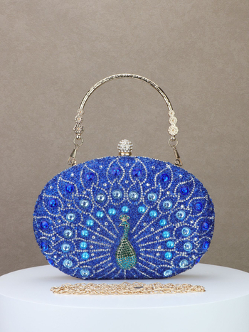 Peacock Diamond večernja torbica, retro europsko-američki stil za zabave, crna luksuzna torbica za haljinu