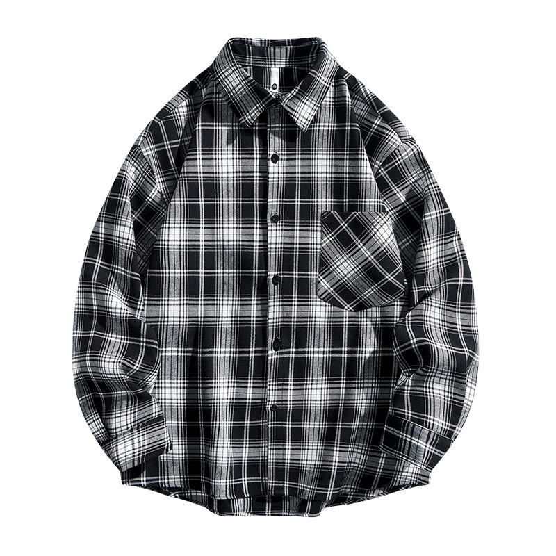 2025 muška košulja s dugim rukavima u kariranom uzorku s mekom brušenom teksturom, opuštena silueta, ležerni stil