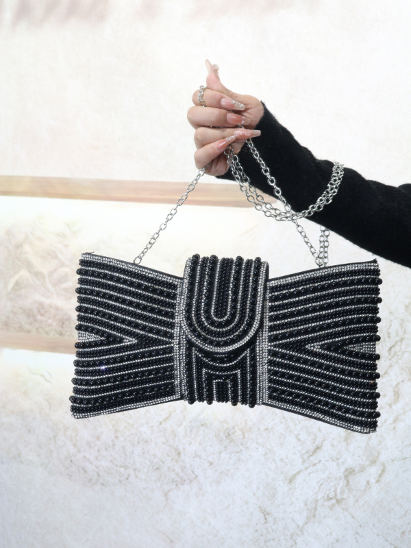 Dijamantima ukrašena večernja clutch torbica s remenom preko ramena, ženska mala torbica