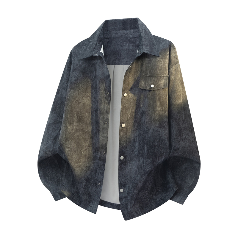 Tavaszi oversized tie-dye ing férfiaknak, hosszú ujjú, prémium mindennapi felső