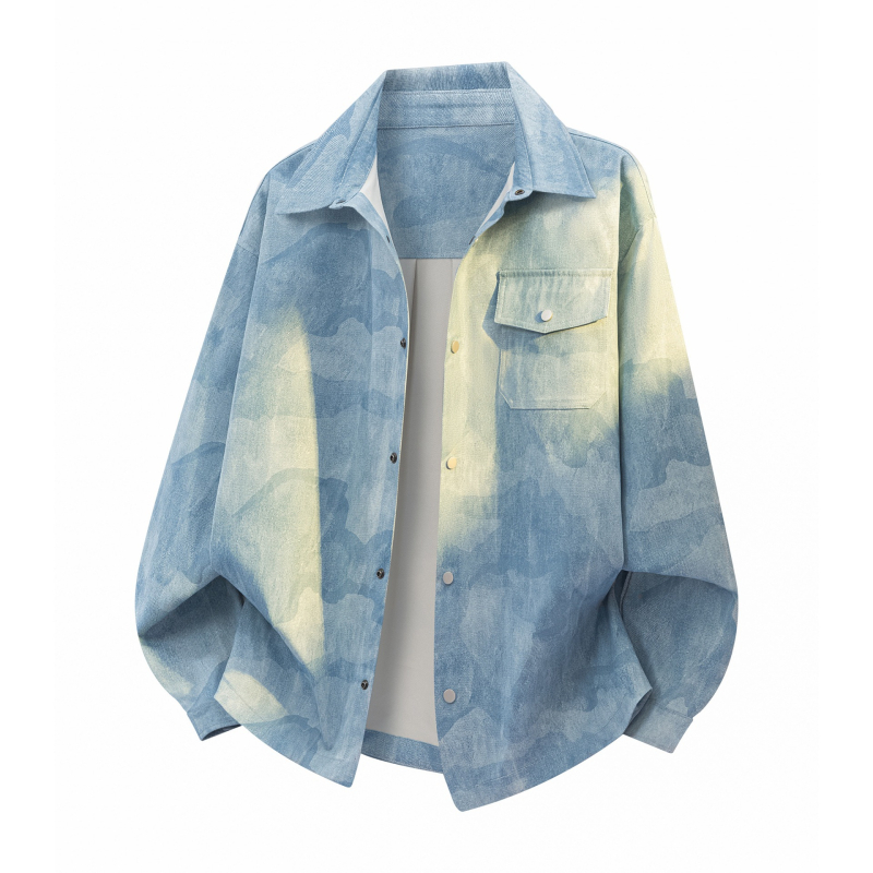 Tavaszi oversized tie-dye ing férfiaknak, hosszú ujjú, prémium mindennapi felső