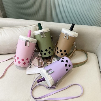 Milk Tea стил малка дамска чанта през рамо за телефон, модерен и универсален дизайн, кофа-образна чанта