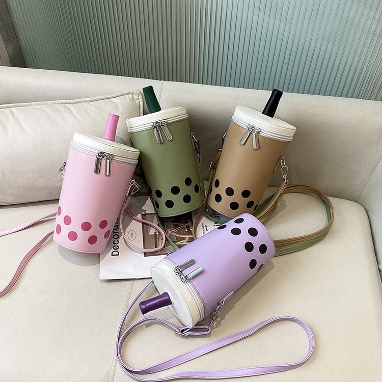 Milk Tea стил малка дамска чанта през рамо за телефон, модерен и универсален дизайн, кофа-образна чанта