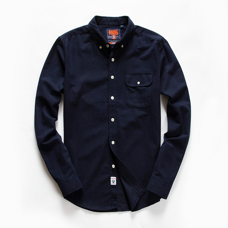 Muška košulja od pamuka Oxford, dugi rukavi, s džepom, Slim fit, casual stil, 2022 jesen-zima