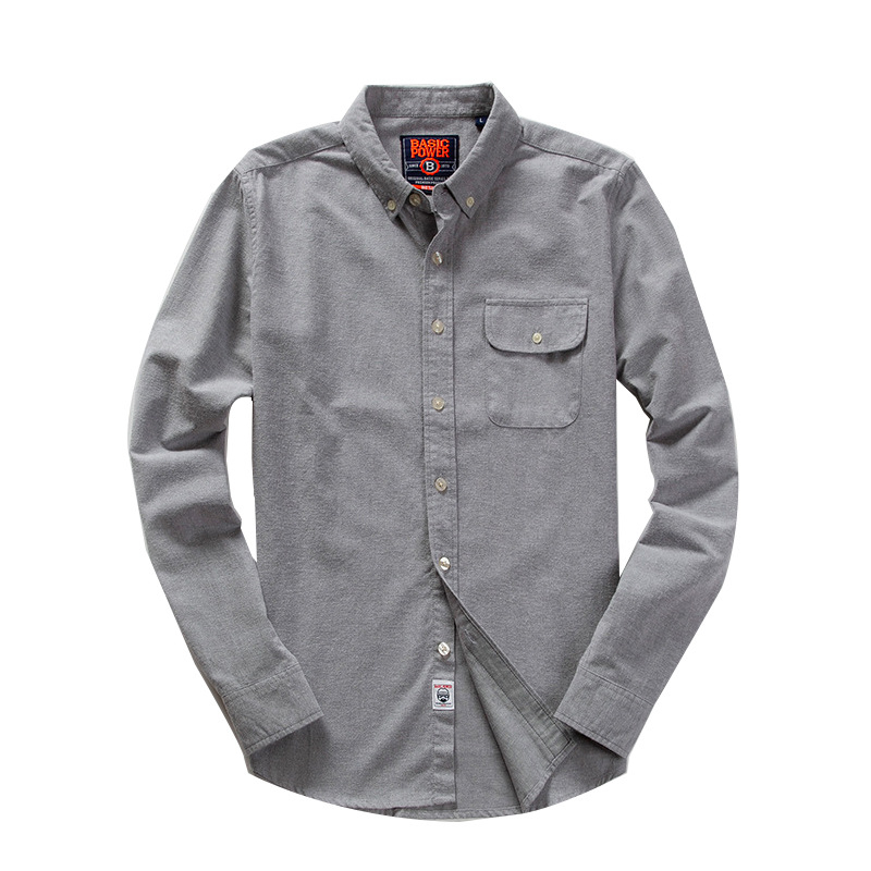 Muška košulja od pamuka Oxford, dugi rukavi, s džepom, Slim fit, casual stil, 2022 jesen-zima