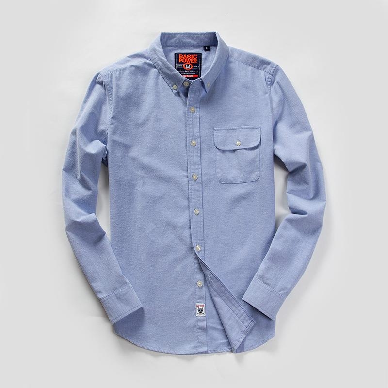 Muška košulja od pamuka Oxford, dugi rukavi, s džepom, Slim fit, casual stil, 2022 jesen-zima