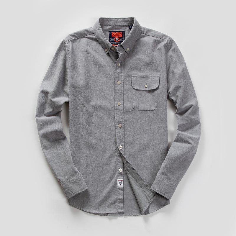 Muška košulja od pamuka Oxford, dugi rukavi, s džepom, Slim fit, casual stil, 2022 jesen-zima