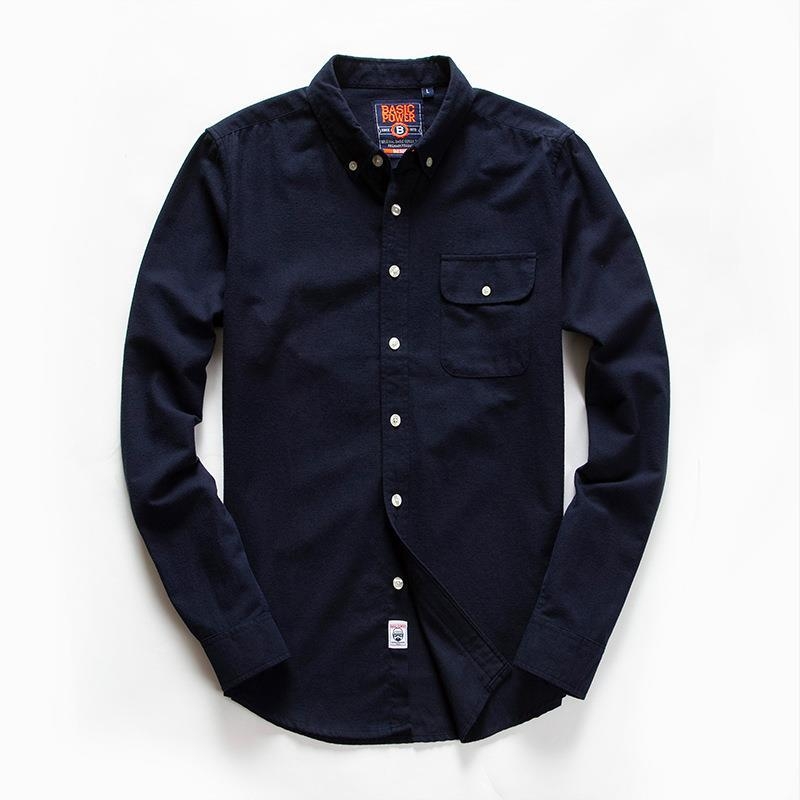 Muška košulja od pamuka Oxford, dugi rukavi, s džepom, Slim fit, casual stil, 2022 jesen-zima