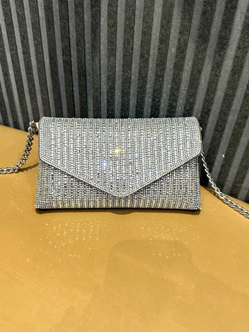 Rhinestone lánc mini négyzet alakú táska, vállon átvethető, boríték-stílus, PVC