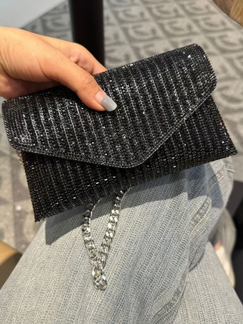 Rhinestone lánc mini négyzet alakú táska, vállon átvethető, boríték-stílus, PVC