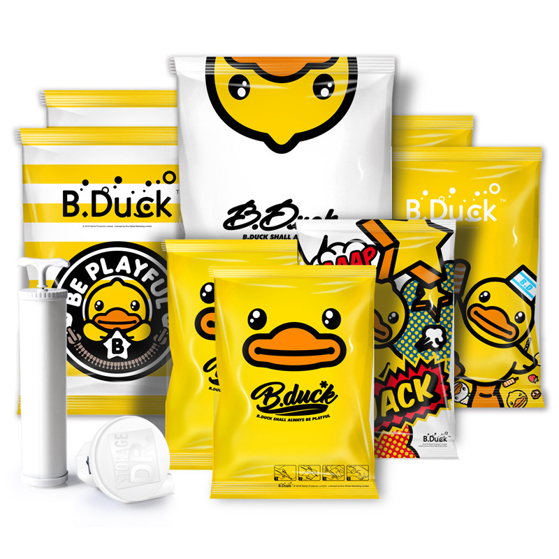 Službeno licencirana vakuumska kompresijska vreća Little Yellow Duck, bez pumpe, za preseljenje odjeće i pohranu deke