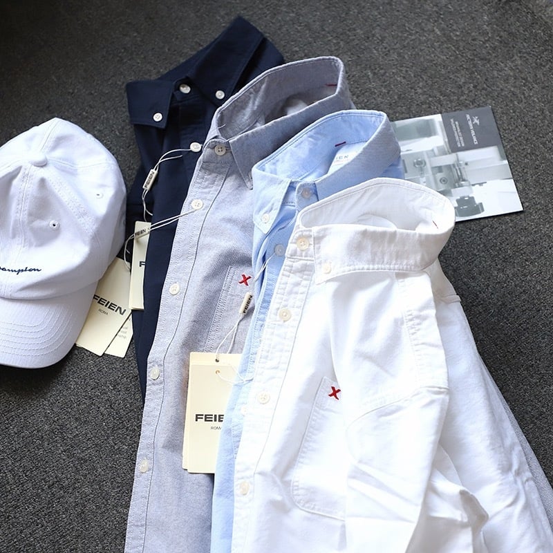 Muška slim-fit košulja s zakrpama na laktovima, od pamuk Oxford platna, oprana