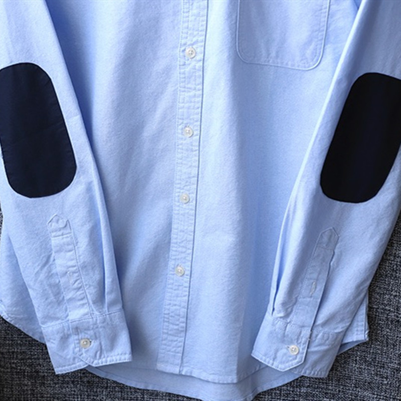 Muška slim-fit košulja s zakrpama na laktovima, od pamuk Oxford platna, oprana
