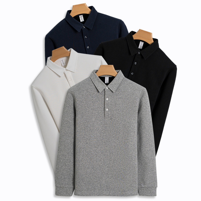Prilagođena visokokvalitetna fleece polo košulja za muškarce, 430 g debela pamuk-elastična tkanina, topla ležerna košulja