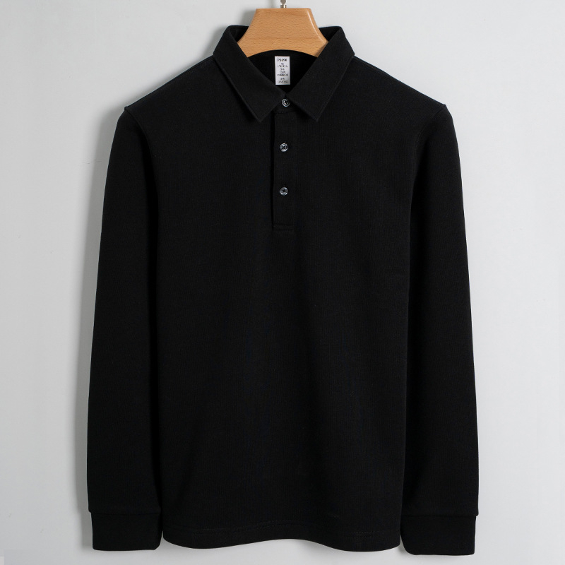 Prilagođena visokokvalitetna fleece polo košulja za muškarce, 430 g debela pamuk-elastična tkanina, topla ležerna košulja