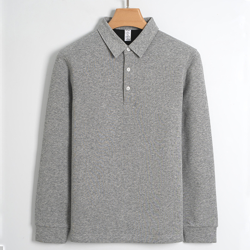 Prilagođena visokokvalitetna fleece polo košulja za muškarce, 430 g debela pamuk-elastična tkanina, topla ležerna košulja