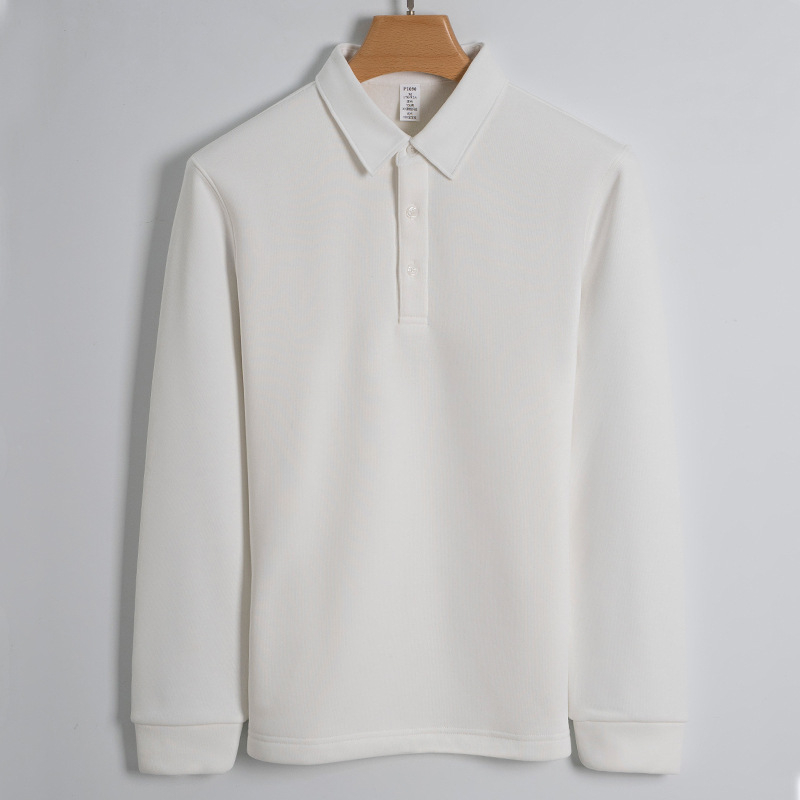 Prilagođena visokokvalitetna fleece polo košulja za muškarce, 430 g debela pamuk-elastična tkanina, topla ležerna košulja