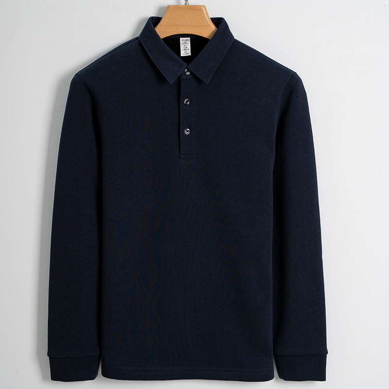 Prilagođena visokokvalitetna fleece polo košulja za muškarce, 430 g debela pamuk-elastična tkanina, topla ležerna košulja