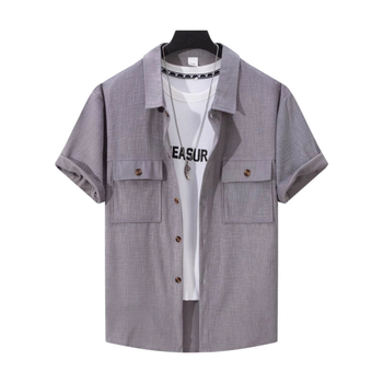 Férfi nyári corduroy jacquard rövid ujjú ing-jacke, laza szabás, 2025 nyár