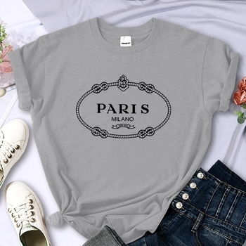 Ženski T-shirt s otiskom, 100% pamuk, udoban oversize kroj, Paris inspiriran, Y2K okrugli izrez