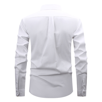 Férfi fehér Oxford ing, hosszú ujjú, casual, gombos gallérral, egyszínű, plusz méret