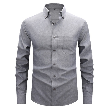 Férfi fehér Oxford ing, hosszú ujjú, casual, gombos gallérral, egyszínű, plusz méret