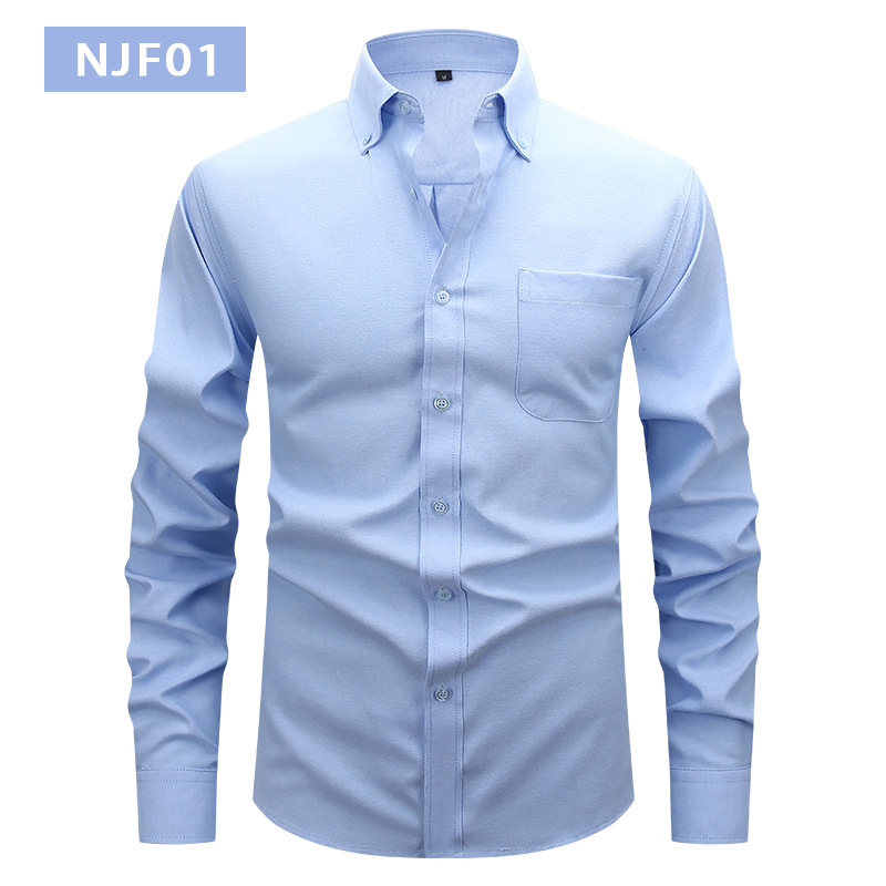 Férfi fehér Oxford ing, hosszú ujjú, casual, gombos gallérral, egyszínű, plusz méret