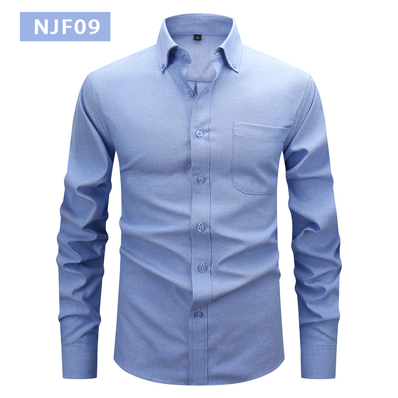 Férfi fehér Oxford ing, hosszú ujjú, casual, gombos gallérral, egyszínű, plusz méret
