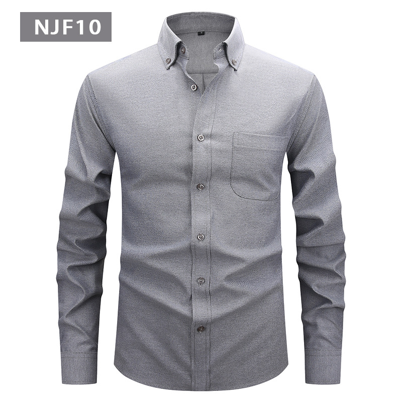 Férfi fehér Oxford ing, hosszú ujjú, casual, gombos gallérral, egyszínű, plusz méret