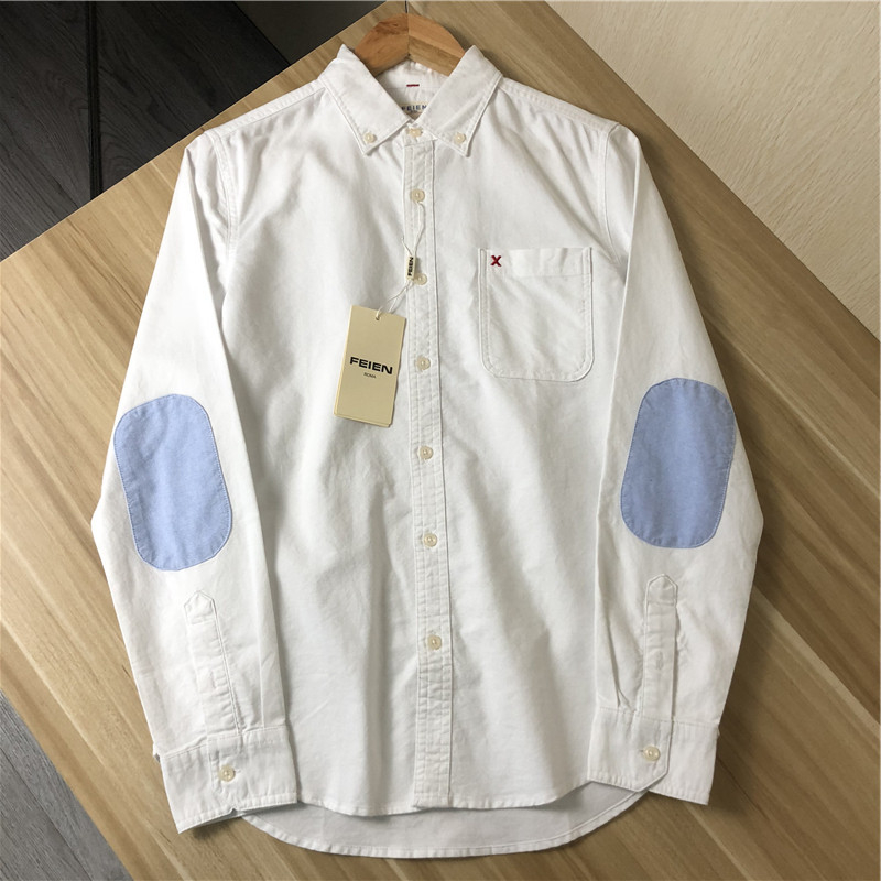 Muška slim-fit košulja od pamuka Oxford, s patch-ima na laktovima, casual proljeće