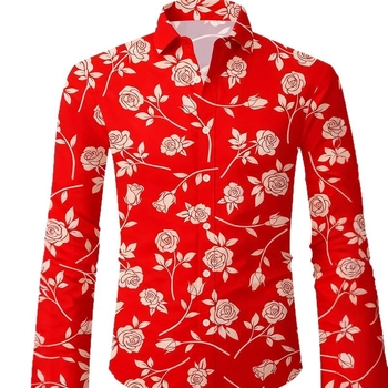 Férfi virágos ing — slim fit, hosszú ujjú, négyirányban elasztikus anyagú